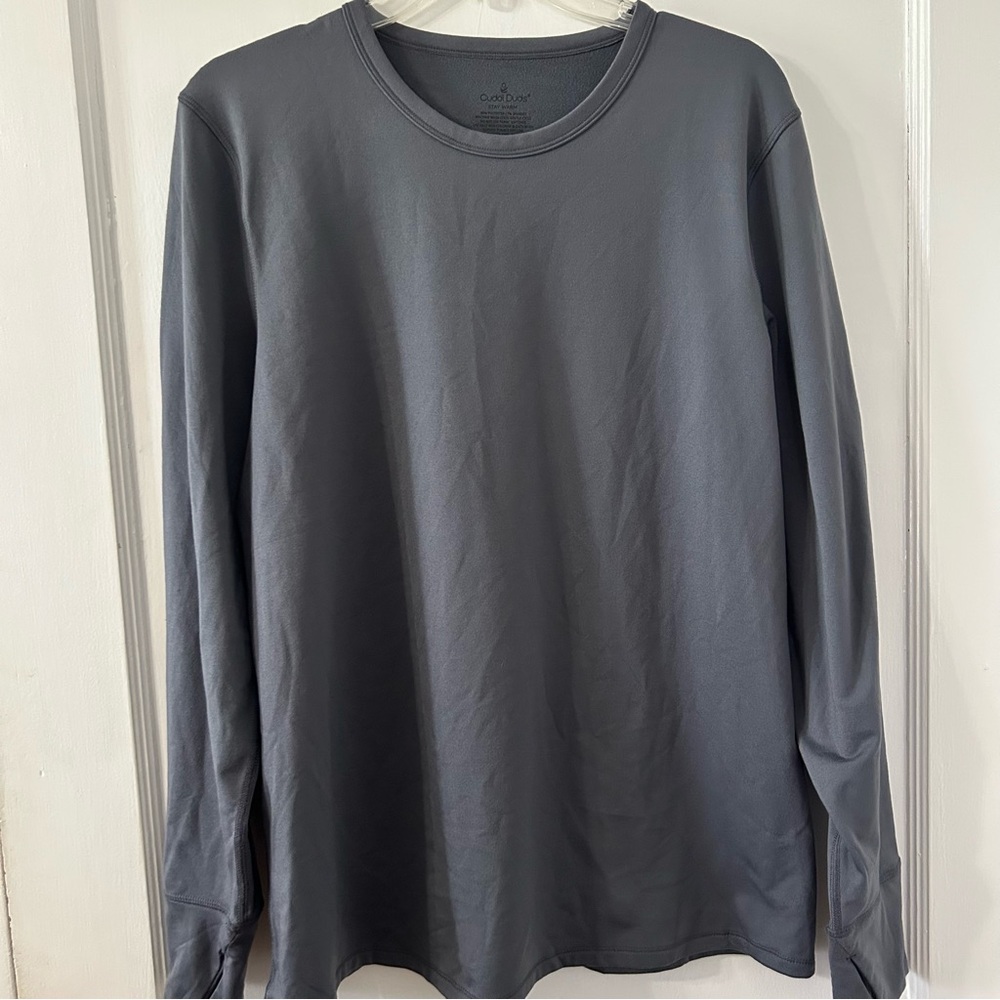 Cuddl Duds Stay Warm Gray Thermal Long Sleeve Top XL Thumbhole Stretch